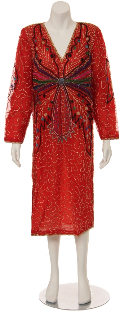 Butterfly Design Tea Length Gown