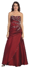 Main image of Strapless Asymmetric A-Shape Beaded Long Formal Prom Dress