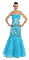 Main image of Mermaid Style Beaded Mesh Long Formal Prom Dress