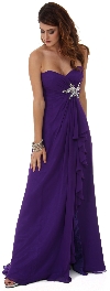 Strapless Long Bridesmaid Dress with Ruffled Side Slit  in an alternative picture