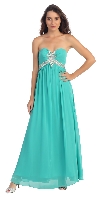 Strapless Rhinestones Bust Long Formal Bridesmaid Dress in Jade Green