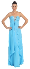 Strapless Rhinestone Bust Long Formal Bridesmaid Dress  in Turquoise