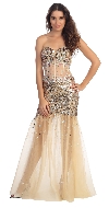 Strapless Sequins & Beads Floor Length Formal Prom Dress  in Champaign