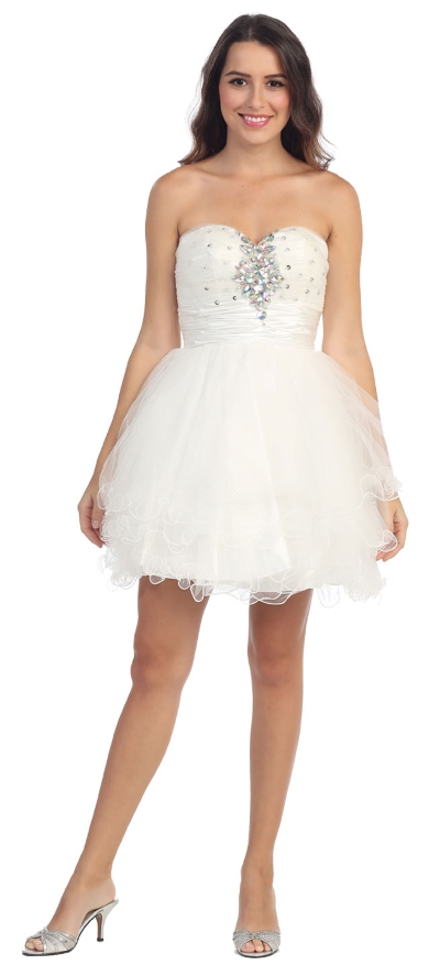 Strapless Rhinestones Bust Short Prom Party Dress