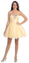 Main image of Strapless Sequined Bust Short Tulle Prom Party Dress