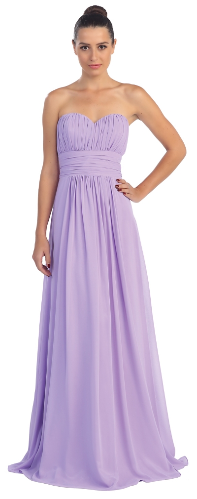 Strapless Shirred Bust Long Formal Bridesmaid Dress