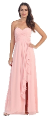 Strapless Pleated & Ruffled Long Bridesmaid Dress  in Blush