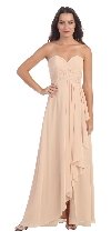 Strapless Pleated & Ruffled Long Bridesmaid Dress  in Champaign