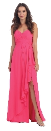 Main image of Strapless Pleated & Ruffled Long Bridesmaid Dress 