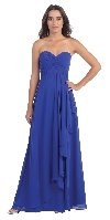 Strapless Pleated & Ruffled Long Bridesmaid Dress  in Royal Blue