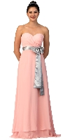 Main image of Strapless Bow Accent Long Formal Bridesmaid Dress