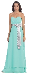 Strapless Bow Accent Long Formal Bridesmaid Dress in Mint