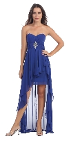 Strapless Hi-Low Overlay Short Formal Party Dress  in Royal Blue