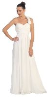 Main image of Floral Accent One Shoulder Long Formal Bridesmaid Dress