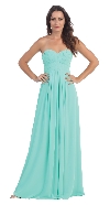 Strapless Pleated Bodice Long Formal Bridesmaid Dress in Mint