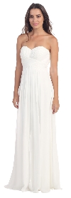 Strapless Pleated Bodice Long Formal Bridesmaid Dress in Off White