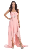 Strapless Rhinestones Waist Hi-Low Formal Party Dress  in Blush