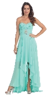 Strapless Rhinestones Waist Hi-Low Formal Party Dress  in Mint