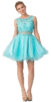 Beaded Lace Bust Mesh Babydoll Skirt Short Dress in an alternative image
