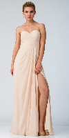 Main image of Strapless Pleated Overlap Bust Long Bridesmaid Dress