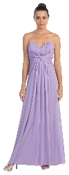 Strapless Twist Knot Waist Ruched Long Bridesmaid Dress in Lilac