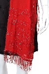 Hand Beaded Floral Print Scarf in closeup