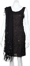 Main image of Black Sequin Beaded Shawl with Hanging Beads