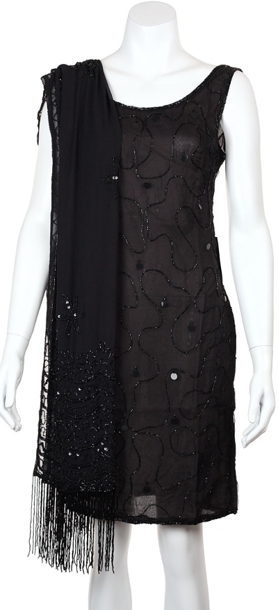 Black Sequin Beaded Shawl with Hanging Beads