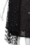 Black Sequin Beaded Shawl with Hanging Beads in closeup