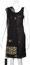 Main image of Gold Leaf Print Beaded Scarf