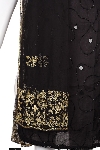 Gold Leaf Print Beaded Scarf in closeup