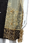 Gold Hand Beaded Shawl in closeup