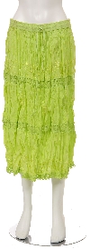 Main image of Knee Length Crinkled Lime Green Skirt