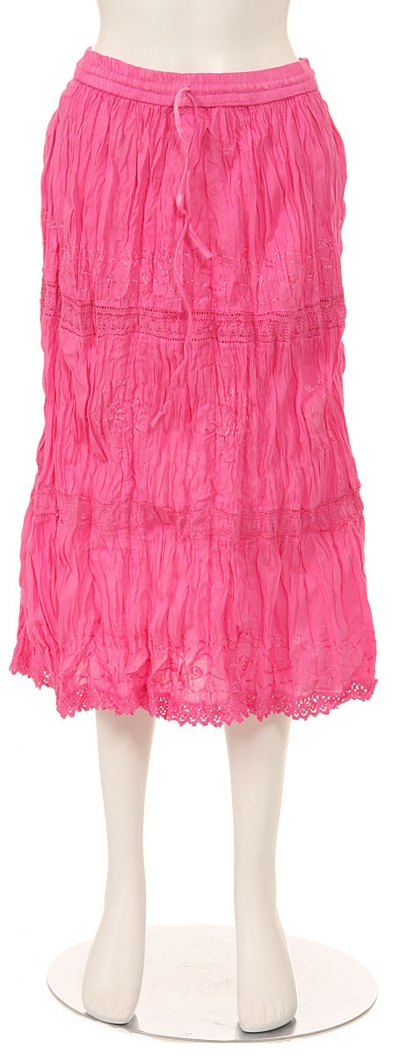 Knee Length Crinkled Pink Skirt