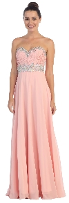 Main image of Strapless Rhinestones Empire Bust Formal Evening Dress