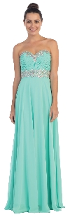 Strapless Rhinestones Empire Bust Formal Evening Dress in Mint