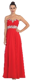 Strapless Rhinestones Empire Bust Formal Evening Dress in Red