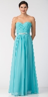 Strapless Floral Lace Bust Long Formal Bridesmaid Dress in Tiffany Blue