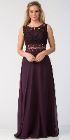 Mock Two Piece Lace Bodice Floor Length Prom Dress in Black