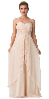 Main image of Strapless Shirred Bust Ruffled Skirt Long Bridesmaid Dress