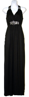 Main image of Broad Strapped  Halter Top Evening Dress