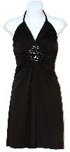 Halter Neck Party Dress with Front Keyhole in Black