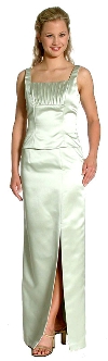 Satin Beaded Full Length Bridesmaid Dress in Sage color