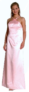 Crossed Front Beaded Evening Dress in Peach color