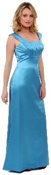 Boat Neck Beaded Bridesmaid Dress in Carribean Blue