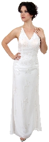Beaded Formal Full Length Evening Dress in White color