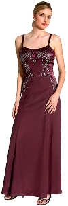 Main image of Criss Crossed Beaded Full Length Evening Dress