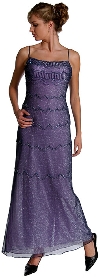 Metallic Poly Net Beaded Formal Dress in Nite/Blue Orchid color