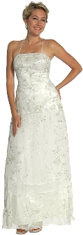 Spaghetti Wedding Dress in Ivory/Silver. 1067.