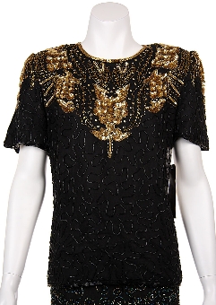 Hand Beaded Sequin Blouse. 4094j.